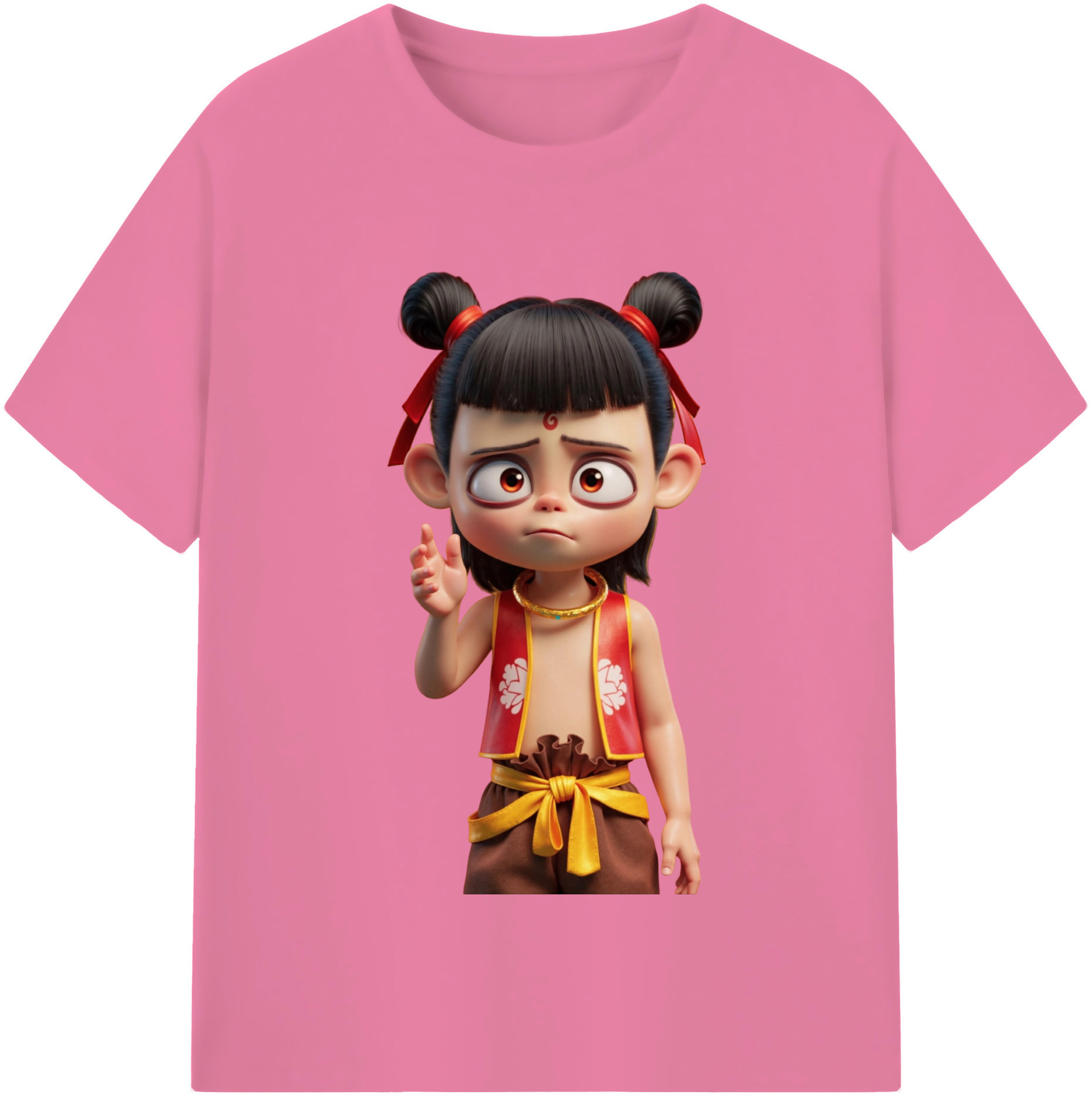 （画像用） Ne Zha 2 ナタ 魔童の大暴れ 綿100％半袖Tシャツ（フロントプリント）